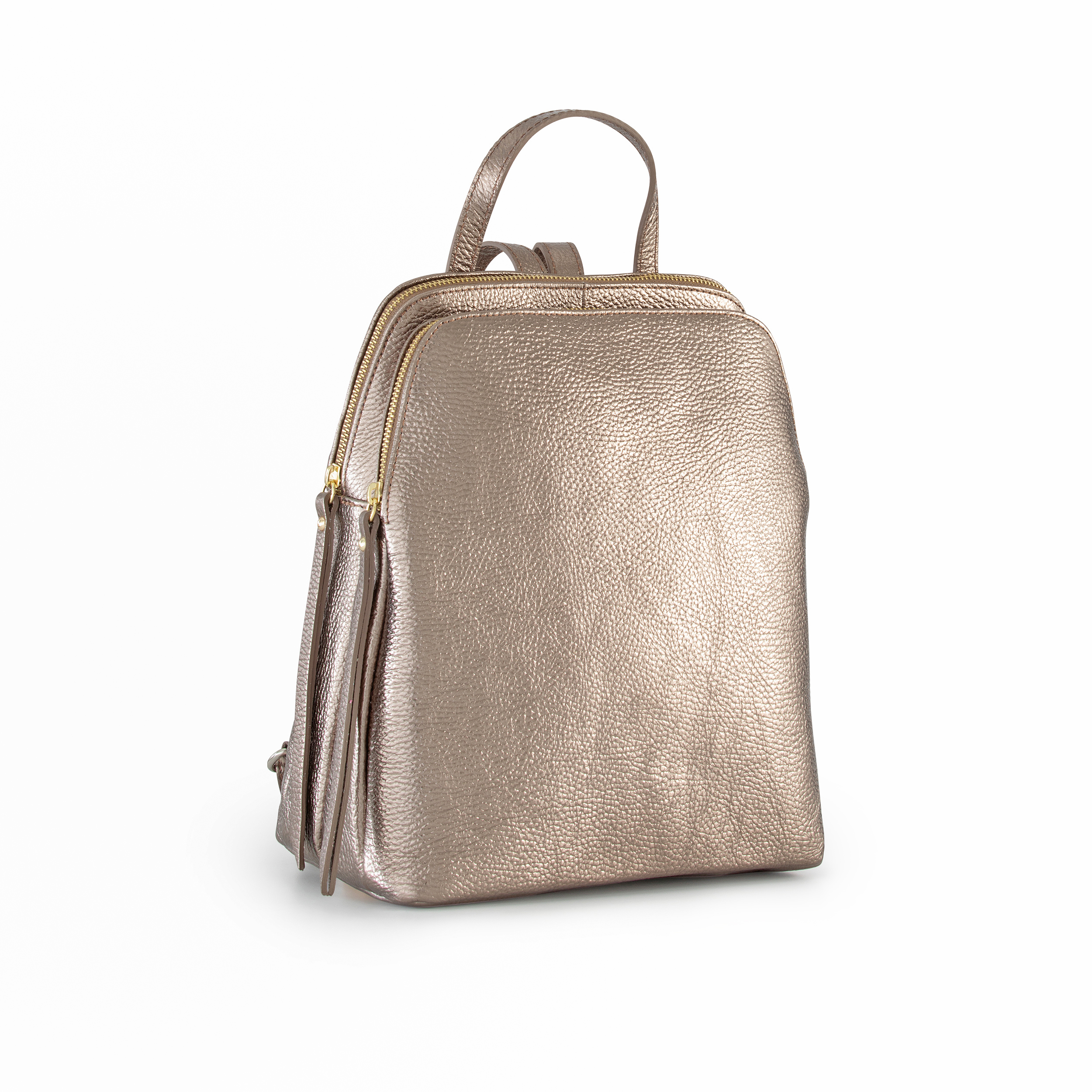 Foiled leather backpack Col. Bronze Frau